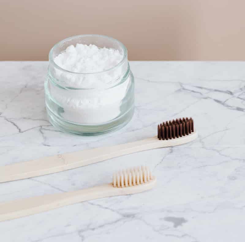 baking soda and wooden toothpaste