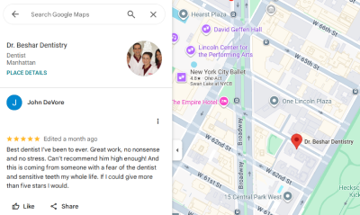 Google review from patient John DeVore about Dr. Beshar Dentistry in Midtown Manhattan